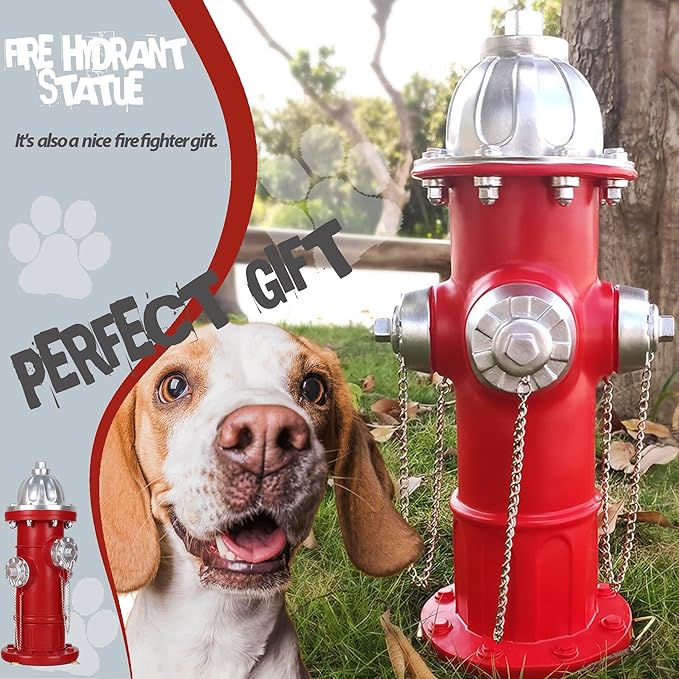 Dog Fire Hydrant Pee Post, Dog Pee Post Training Statue, Resin Fire Hydrant Statue for Dogs to Peed on, Backyard Lawn Decor, Firefighter Gifts for Men (17.5 inch)