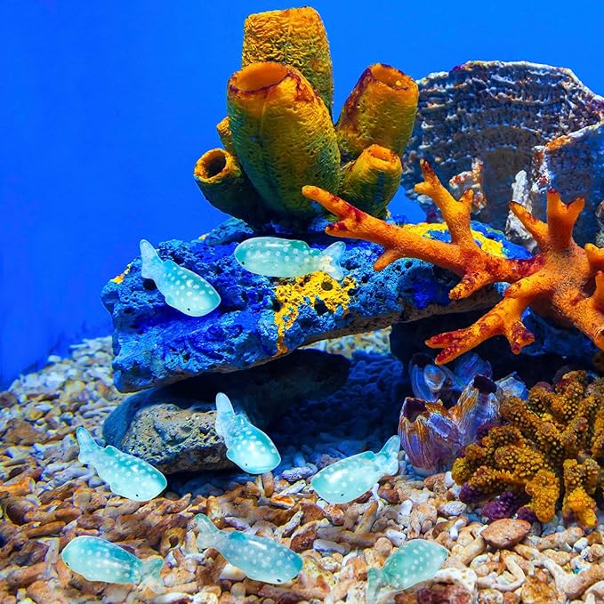 50Pcs Whale Miniature Figurines, Mini Resin Fake Fish Animal Sculptures Blue Ocean Theme Home Decoration for Fairy Garden Succulent Planter Moss Landscape Terrarium DIY Craft