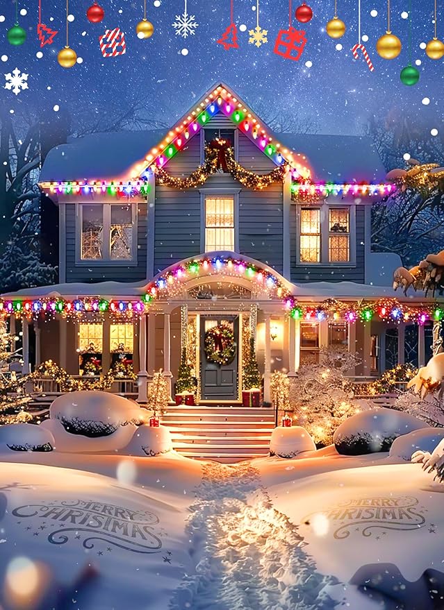 Multicolor C7 LED Christmas String Lights, 50FT C7 Vintage Christmas Lights, Commercial Connectable Christmas Tree Lights for Xmas Holiday Roofline Garden Wedding Decor