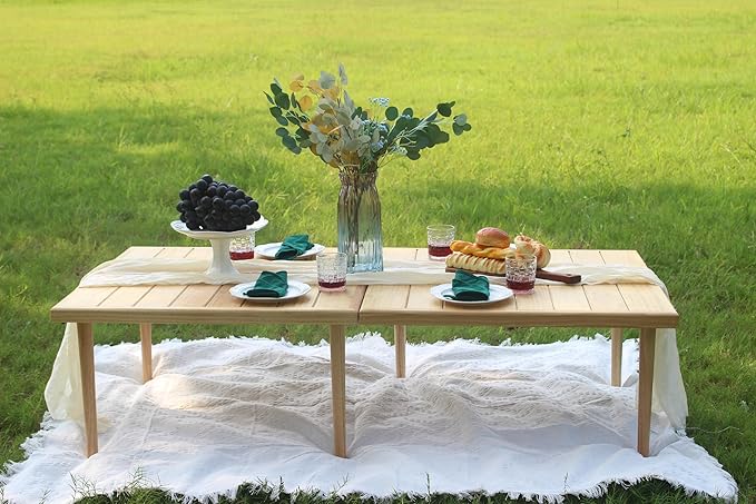 Double Height Picnic Table 30×30 Folded 60×30 Unfolded 200 lbs Load-Bearing Bohemian Style