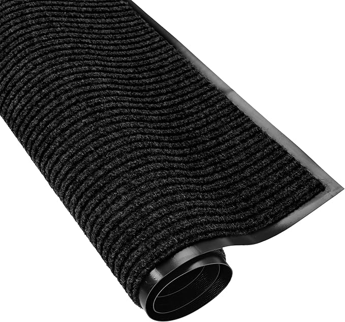 fani Heavy Duty Large Outdoor Indoor Entrance Black Doormat Waterproof Low Profile Entrance Rug Front Door Mat Patio Anti-Skid Rubber Back, 35x60 inch (Black)