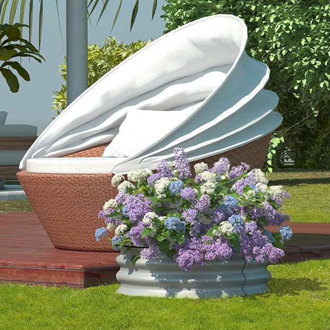 BPS Metal Raised Garden Bed, 2-Pack 2.5FT Diameter Galvanized Planter Raised Garden Boxes for Flower Planters, Vegetables Herb