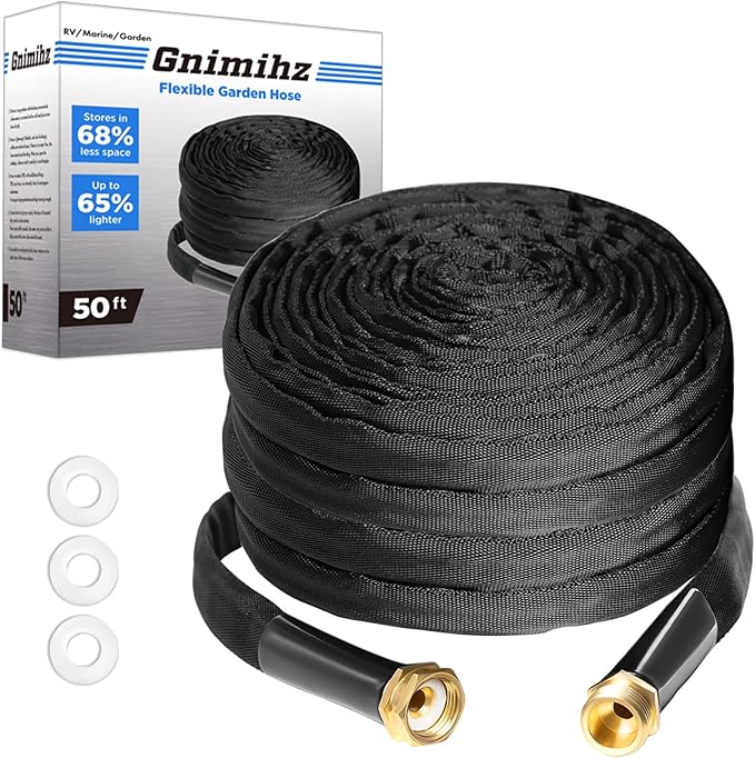 3/4" Garden Hose 50ft, Made of TPE(BetterThan PVC), Ultra-Light & Flexible Water Hose with Solid Brass Fittings, Non-Shrinking, Easy to Storage, Drinking Water Safe Material, All-weather