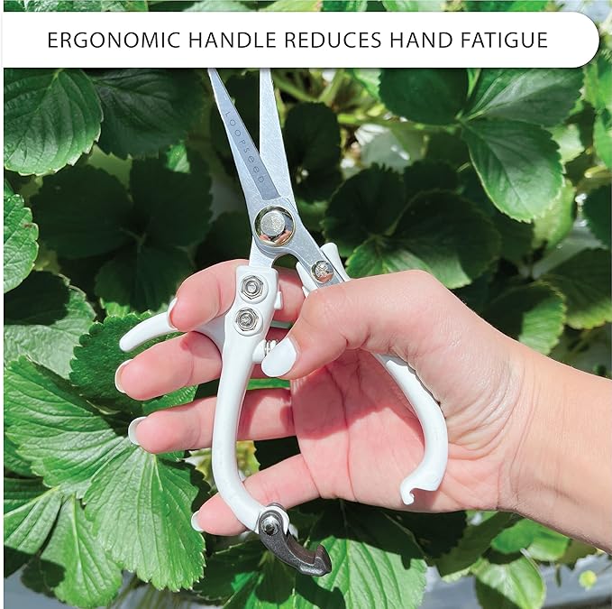 Plant Pruning Shears with Vegan Leather Sheath Garden Trimming Scissors with Belt Holster Bonsai Trimmers Herb Snips Flower Clippers Garden Tools 2 Piece Bundle (White & Black)