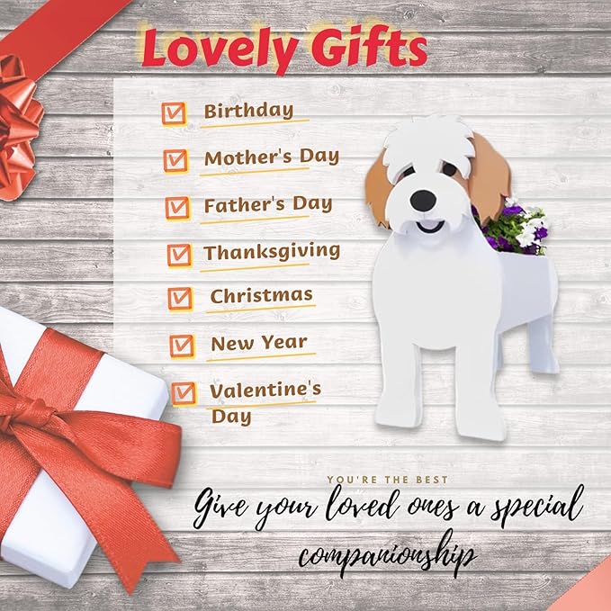 Karelian Bear Dog Planter Plant Pots,Cute Garden Dog Flower Planter,Dog Planters Birthday Gifts for Women,Office,Indoor/Outdoor Decor(9.45 * 8.15 * 13.39in)