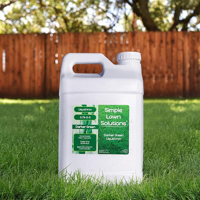 Simple Lawn Solutions - Liquid Iron Darker Green - Chelated Micronutrients - Concentrated Booster for Lawn, Indoor Plants and Outdoor Garden (2.5 Gallon)