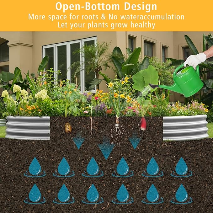 Garden 6x3x1ft Galvanized Raised Garden Bed Kit - Metal Planter Boxes for Vegetables/Herbs/Flowers, Heavy-Duty Steel Outdoor Garden Box with Reinforced Edges(6X3X1FT)