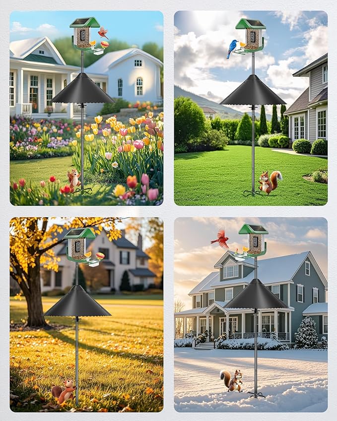 Metal Squirrel Baffle - Heavy Duty Squirrel Baffle for Bird Feeder Pole - Chew Proof Squirres Guard with Spring for Better Defense, Outside Pole Mount for Bird Feeder, 19 Inch