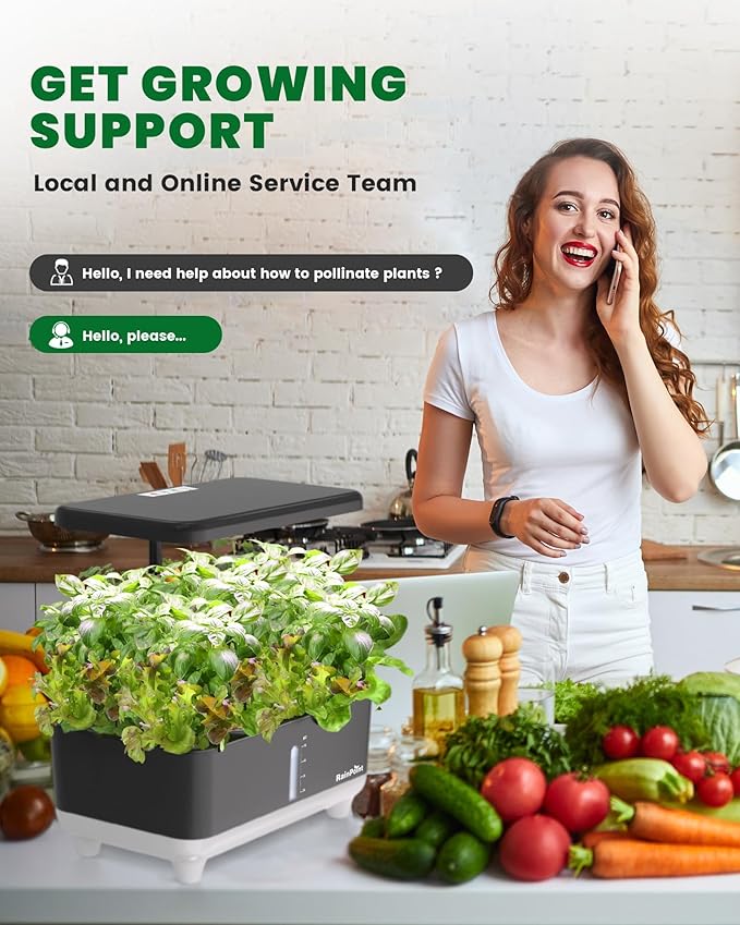 RAINPOINT Hydroponics Growing System Kit, Indoor Herb Garden Planter Kit with 13 Pods, 5L Inside Gardening System with LED Grow Light, Gardening Plant Gift for Women, Men, Children and Enthusiasts