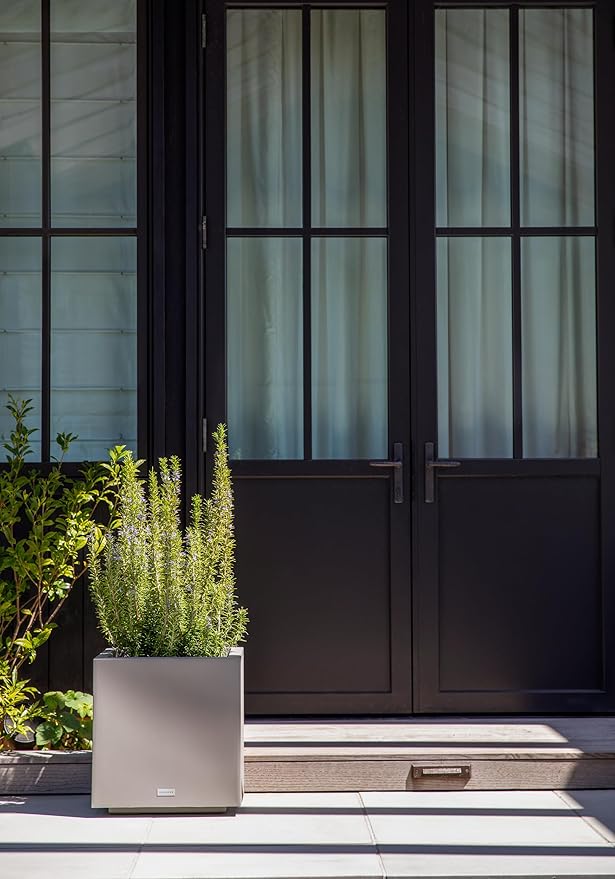 Veradek Block Series Cube Plastic Planter - Large Square Planter for Indoor or Outdoor Patio/Garden | Durable All-Weather Use with Drainage Holes | Modern Décor for Tall Plants, Trees, Flowers