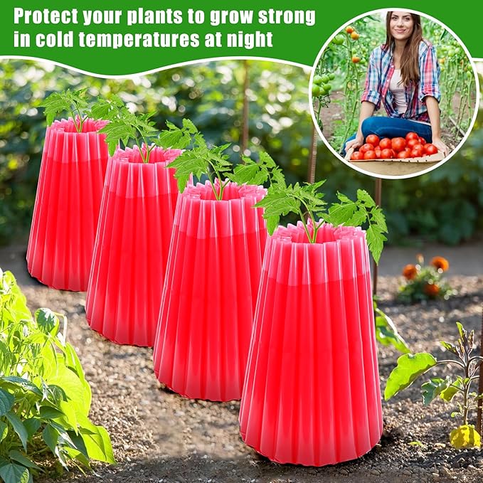 MJZ 10 Pack Walls of Water Plant Protectors, 18.3 x 18.3 Inch Reusable Wall of Water for Tomato Plants, Early Season Insulated Plant Protector Freeze Protection, Plant Covers for Winter Cold Weather