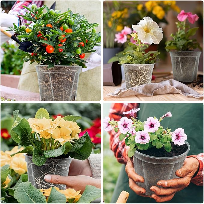 3.9-9.4 Inch Big Size Clear Nursery Pots with Drainage, 6 Sizes 10 Packs Nursery Garden Pots with 10 Plant Labels for Seedling Plants, Nursery Pots Variety for Indoor Outdoor Seed Starter Flower Pots