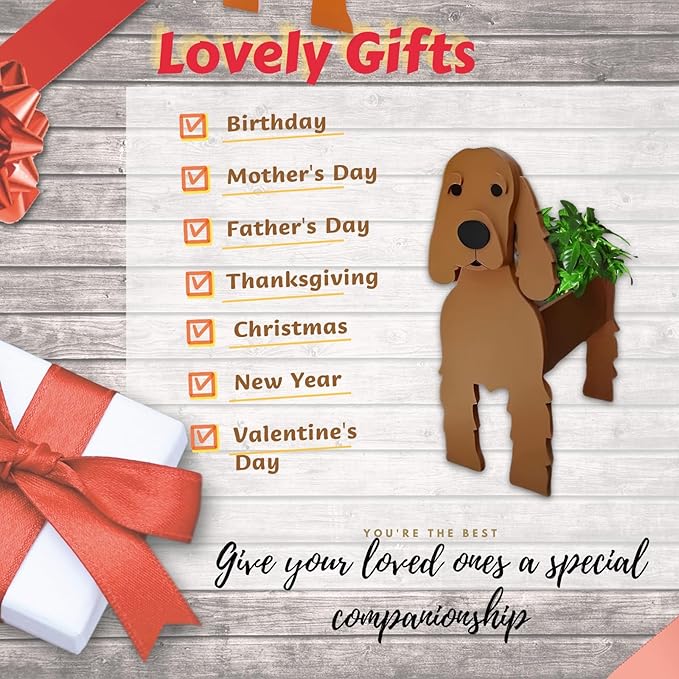 Brown Cocker Spaniel Dog Planter Plant Pots,Cute Garden Dog Flower Planter,Dog Planters Birthday Gifts for Women,Office,Indoor/Outdoor Decor(9.45 * 9.17 * 13.39in)