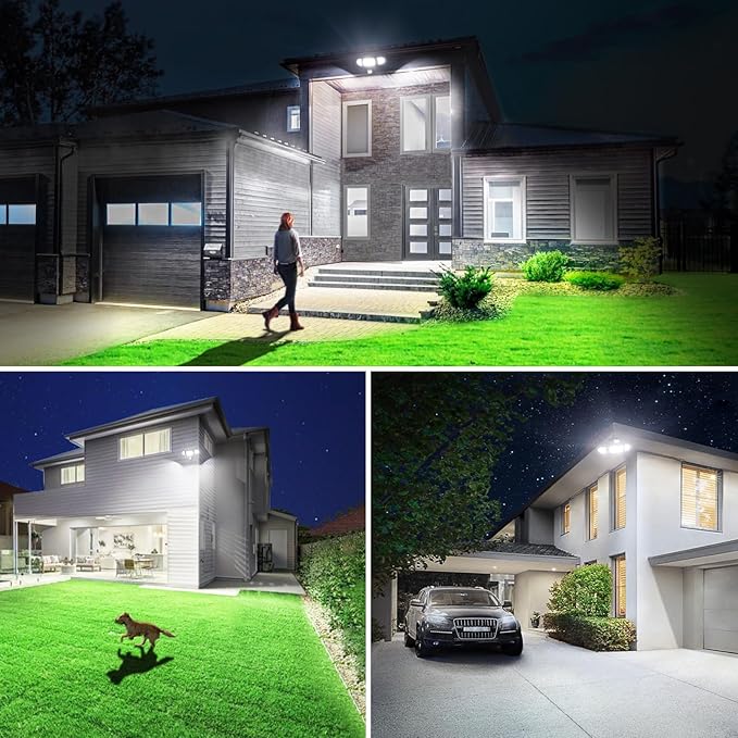 Olafus 100W LED Security Light Motion Sensor Outdoor Light, Motion Flood Light Dusk to Dawn, 9000LM Super Bright 6500K Exterior Motion Detector Floodlight for Garage Yard Porch Eave IP65, White