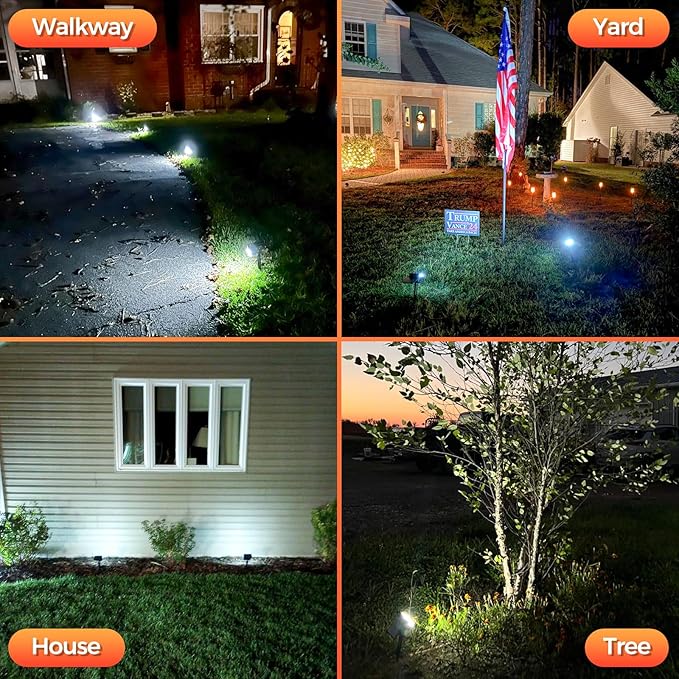 Solar Spot Lights Outdoor, 92 LEDs Landscape Lighting with 3 Lighting Modes and Auto On/Off, IP67 Waterproof Spotlights, Outdoor Solar Lights for Yard Garden, 6 Pack (Cool White)