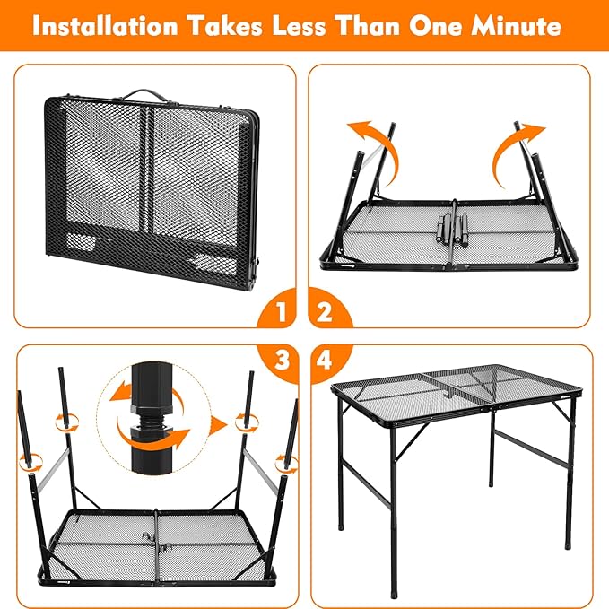 Folding Table, Easy for Storage, Compact and Portable Picnic Table for Grill, Outdoor Camping, Garden, Patio, Dining, BBQ, Party, Market, 3Ft (Medium, Black)