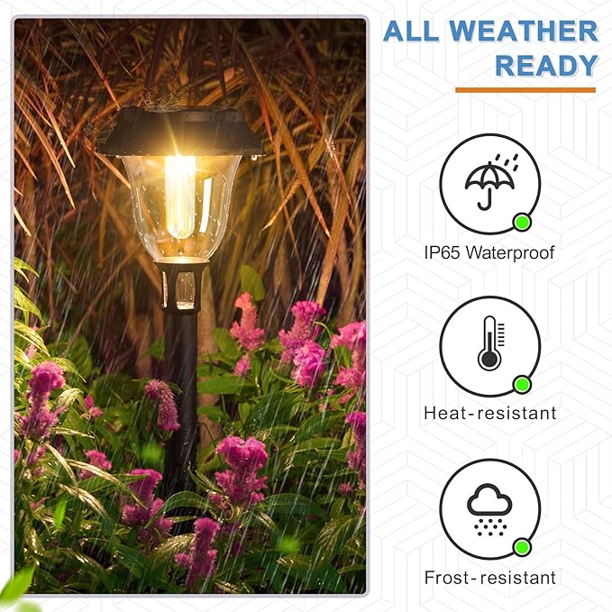 Solar Pathway Lights,12 Pack LED Solar Lights Outdoor Waterproof,3200K Landscape Lighting,2 Brightness Mode Solar Path Lights,Landscape Lights,Solar Garden Lights for Yard Lawn Walkway Driveway
