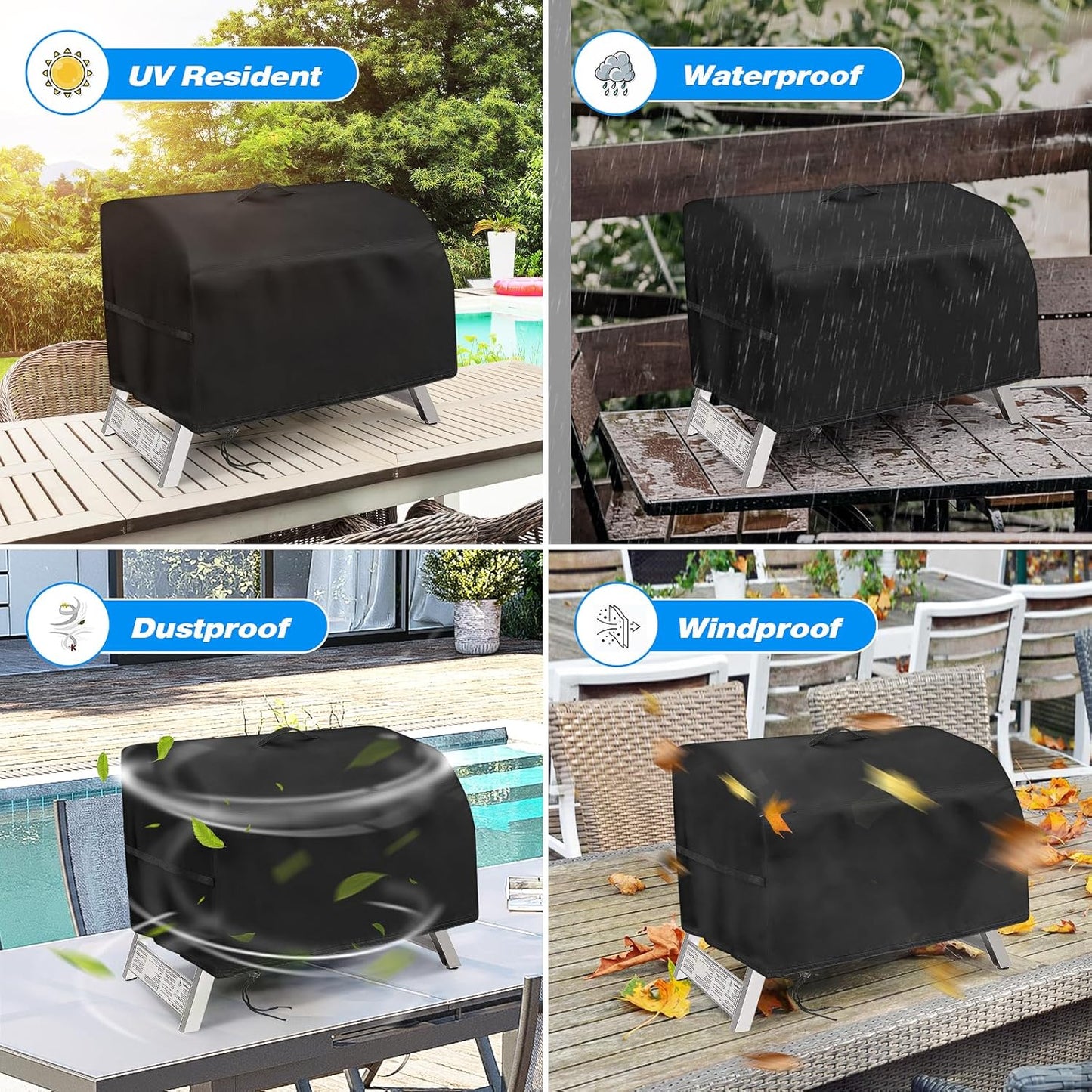 Grill Cover for Hibachi Grill,Outdoor Waterproof Small Tabletop Grill Cover Heavy Duty Camping BBQ Grill Cover - 16 x 11 x 7 Inch