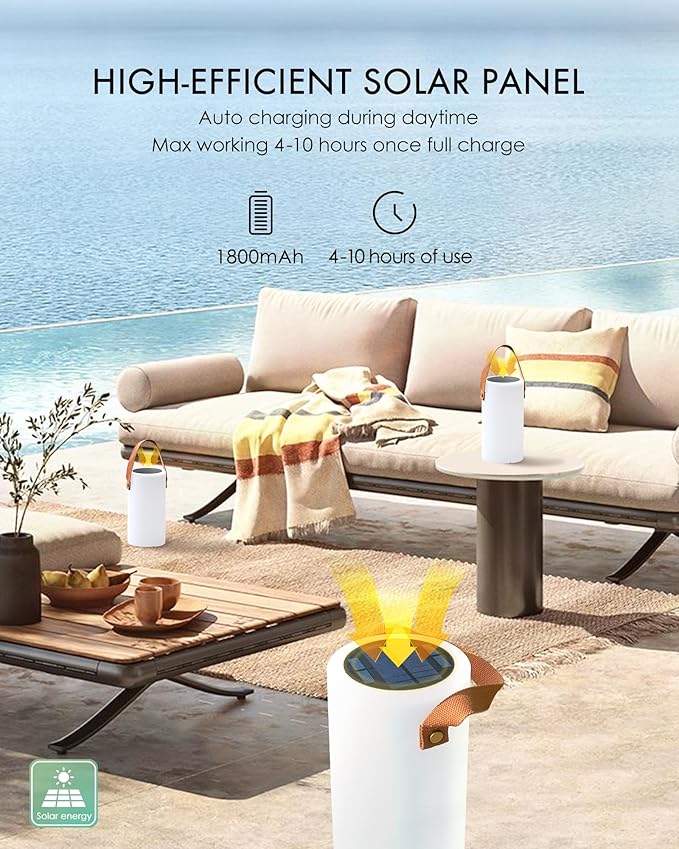 Solar Table Lamp, Portable Lamp for Outdoor/Indoor, Smart Outdoor Lantern with APP Control, RGB 8 Color Dimmable, Waterproof Cordless Lamp for Outside Patio Deck Camping
