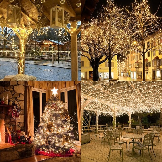 Fairy Lights Plug in,164FT 1000 LEDs Waterproof String Lights,Twinkle Light with Remote for Outdoor Indoor Christmas Wedding Birthday Garden Party Decorations,2 Inch Space,Warm White