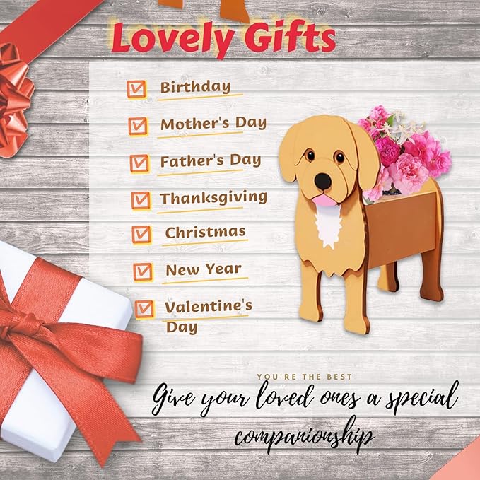 Cavoodle Dog Planter Plant Pots,Cute Garden Dog Flower Planter,Dog Planters Birthday Gifts for Women,Office,Indoor/Outdoor Decor(9.45 * 6.73 * 13.39in)