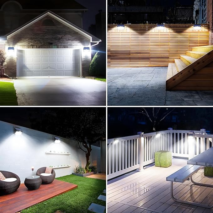 Solar Lights Outdoor, 150 LED, 8 Pack, Motion Sensor, IP65 Waterproof, 3 Lighting Modes, Solar Powered Light Fixture for House, Garden, Patio, Fence, Garage