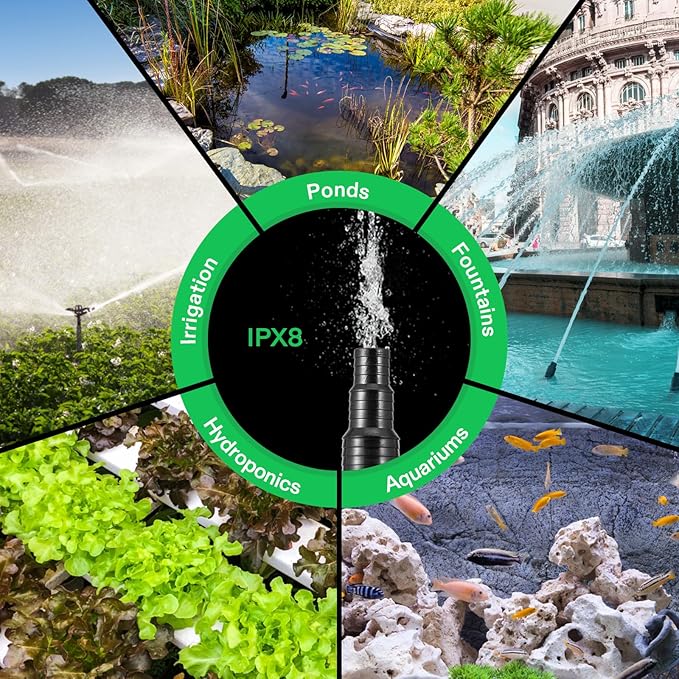 VIVOSUN 1800 GPH Submersible Water Pump with Barrier Bag, 100W Pond Pump with 14FT. Lift Height, Ultra Quiet Aquarium Pump for Pond, Waterfall, Fish Tank, Statuary, Hydroponic