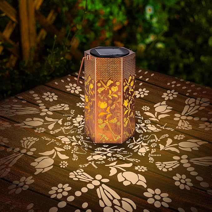 Dragonfly Solar Lanterns Outdoor Waterproof - Birthday Gifts for Women, Men, Mom, Mothers Day Gifts, Solar Lights Outdoor Hanging Garden Decor for Outside, Patio, Outdoor, Yard, Lawn, Balcony