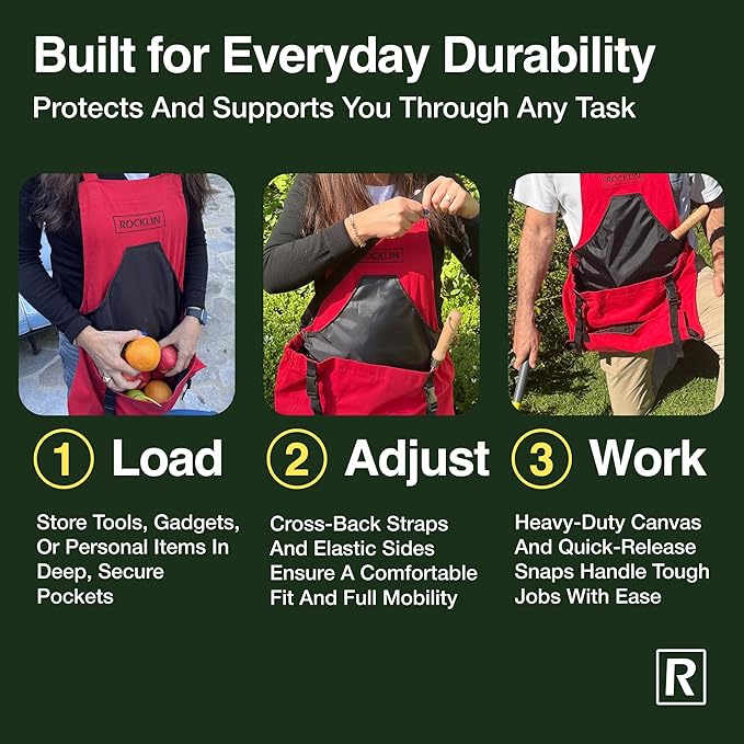 Garden Apron with Pockets Harvest Fruit Picking Bag,Canvas Adjustable Vegetable Harvest Apron for Home Gardeners