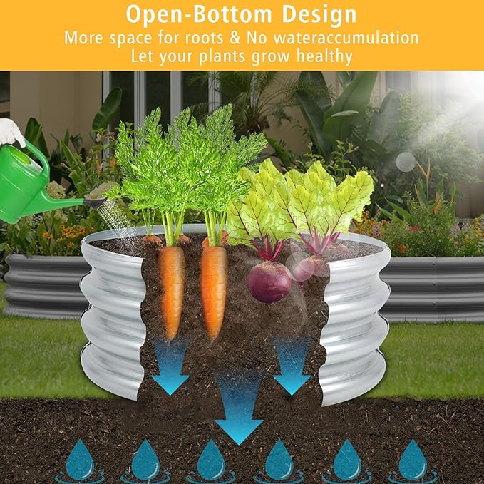 Outdoor Metal Galvanized Raised Planter Box,Rectangular Large Garden Bed Kit for Vegetables, Fruits, Flowers and Herbs 4X2X1 FT (3X3X1)