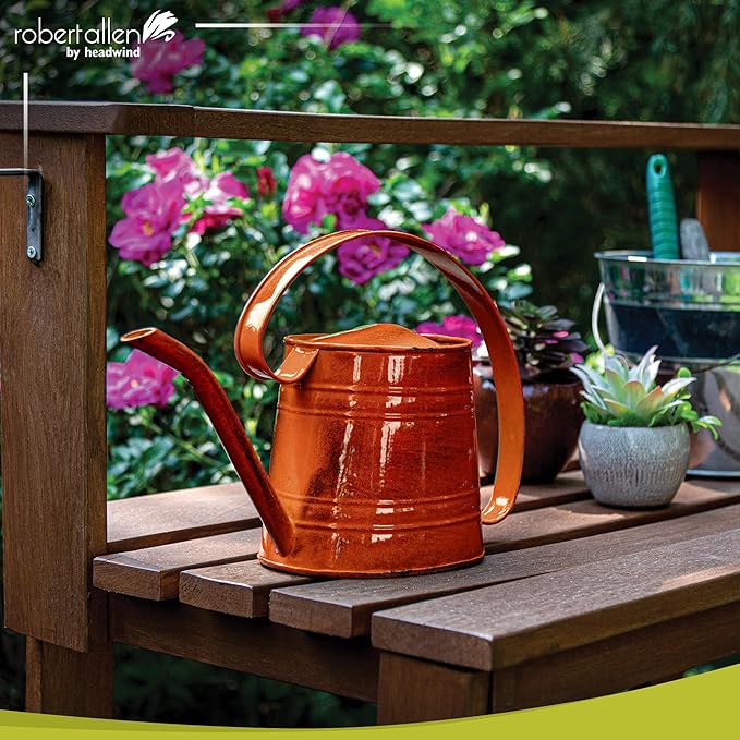 ROBERT ALLEN MPT01506 Danbury Metal Watering Can, Tango Orange