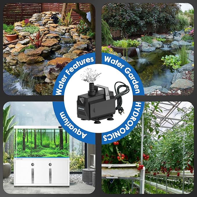 Submersible Water Pump 1050GPH/55W Fountain Pumps with Flow Control, Pond Pump Submersible Outdoor with 10ft 3-Core Power cable for Hydroponics, Aquarium, Waterfall, Statuary, Water feature