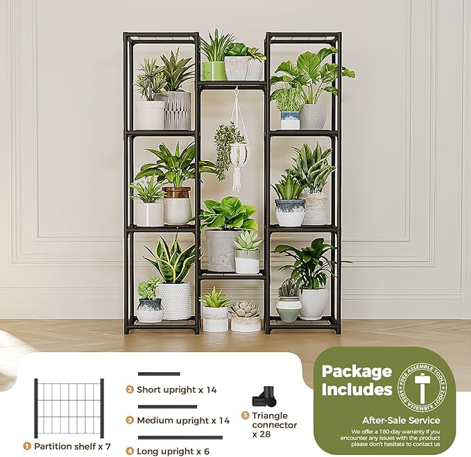 Bamworld Plant Stand Outdoor Metal Plant Shelf for Multiple Plants Large Plant Holder Waterproof for Garden Living Room Patio Morden Home Decor Gardening Gifts