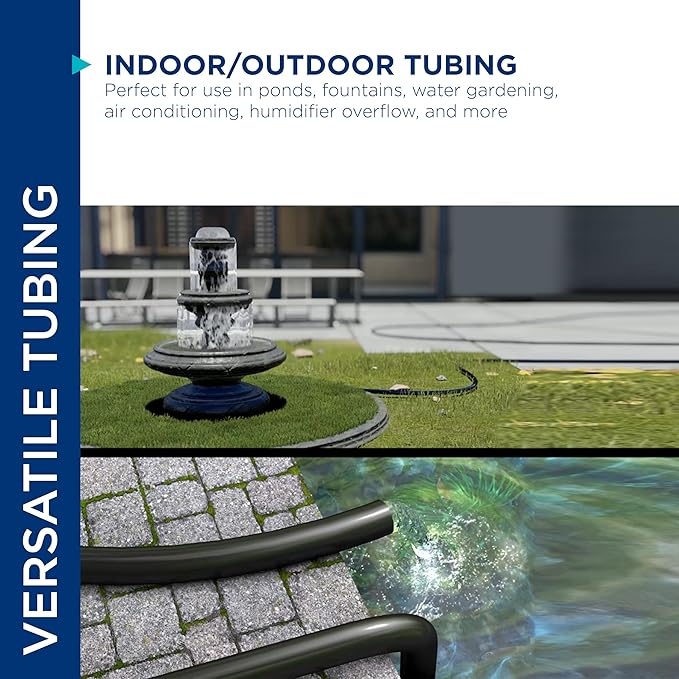 Alpine Corporation 100 Ft. PVC Tubing with 3/4" Inside Diameter for Ponds and Fountains, Black