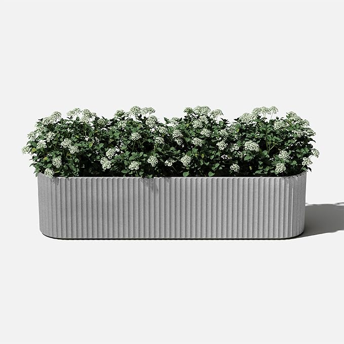 Veradek Demi Series Window Box Planter - Long Planter Box for Windowsill/Balcony | Durable Plastic-Stone Composite Material | Modern Décor for Flowers/Herbs