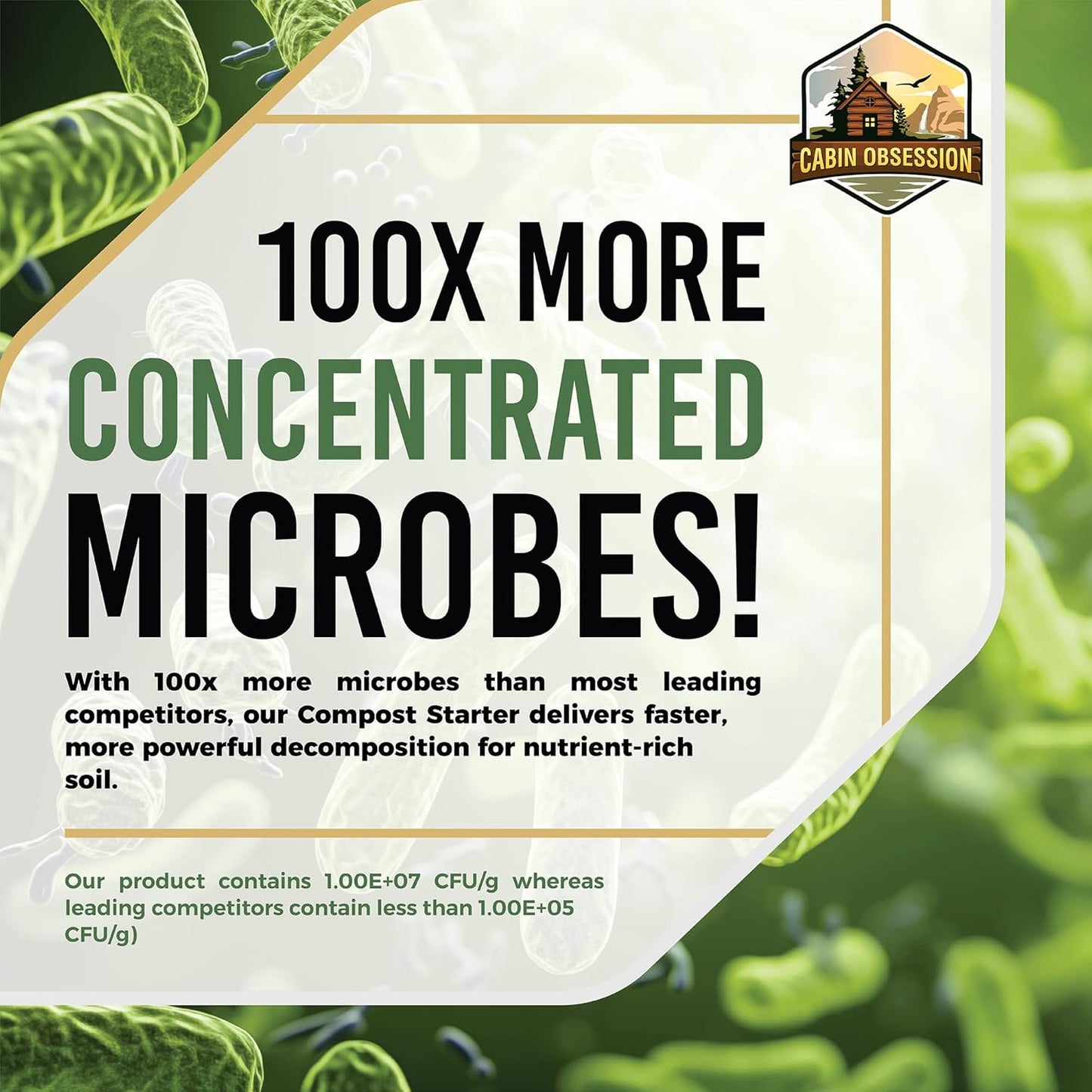 Compost Starter - 100x Concentrated All Natural Compost Accelerator for Countertop Kitchen Bin - Odor-Free, Fast-Acting Microbial Formula - Approximately 73 Scoops