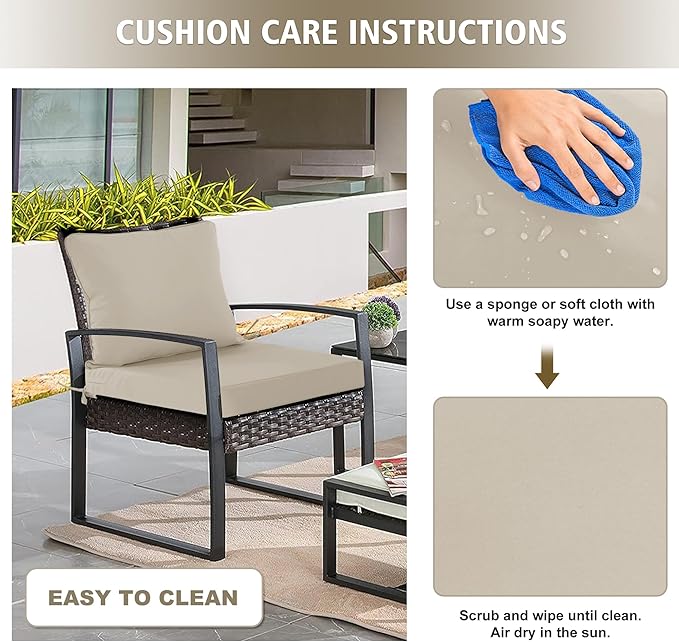 24"x24" Outdoor Cushion for Patio Furniture – Water-Repellent & Fade-Resistant Patio Chair Cushion for Garden, Deck, or Porch – Cream