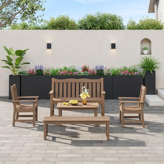 Stoog 38" Metal Tall Rectangular Planter - All-Weather Planter Box for Indoor/Outdoor Use, with Removable Insert Shelf, and Modern Design for Plants, Flowers, Garden, Black