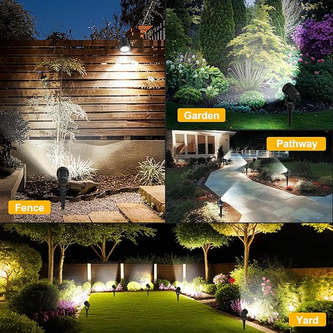 T-SUNUS Solar Garden Spotlight Outdoor 6-in-1, White Landscape Spot Lights IP65 Waterproof, 5W Separated Panel, Dusk to Dawn 6000K Spotlights for Tree Patio Yard Driveway Pathway Pool Porch Walkway