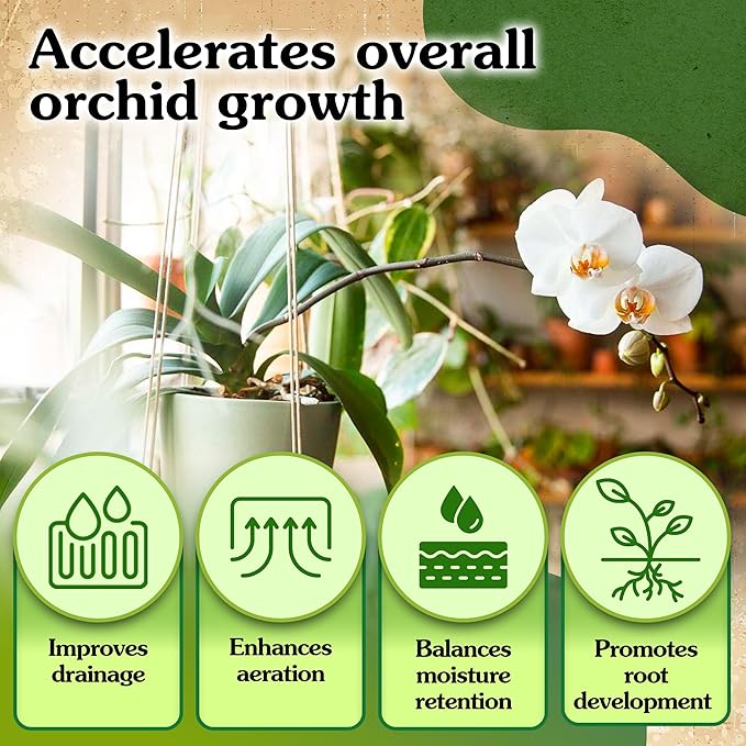 Orchid Potting Mix for Repotting - Pine Bark Mulch, Perlite Stone & Coco Fiber Natural Ingredients - Orchid Bark Potting Mix, Orchid Repotting Kit Drainage Indoor Potting Medium 2QT (2 Quarts)