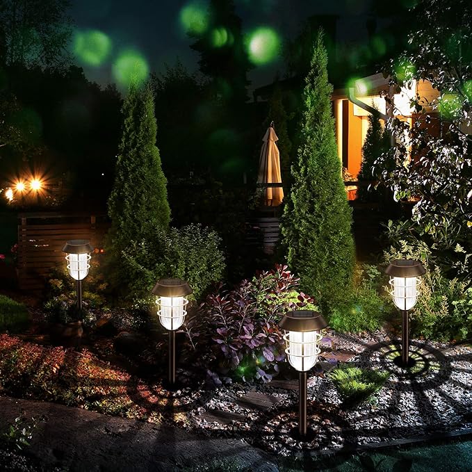 KOOPER Solar Pathway Lights Outdoor, Solar Lights Outdoor, 6 Pack Metal IP65 Waterproof Bright LED Solar Lights for Walkway Garden Yard Patio Decoration, White Light