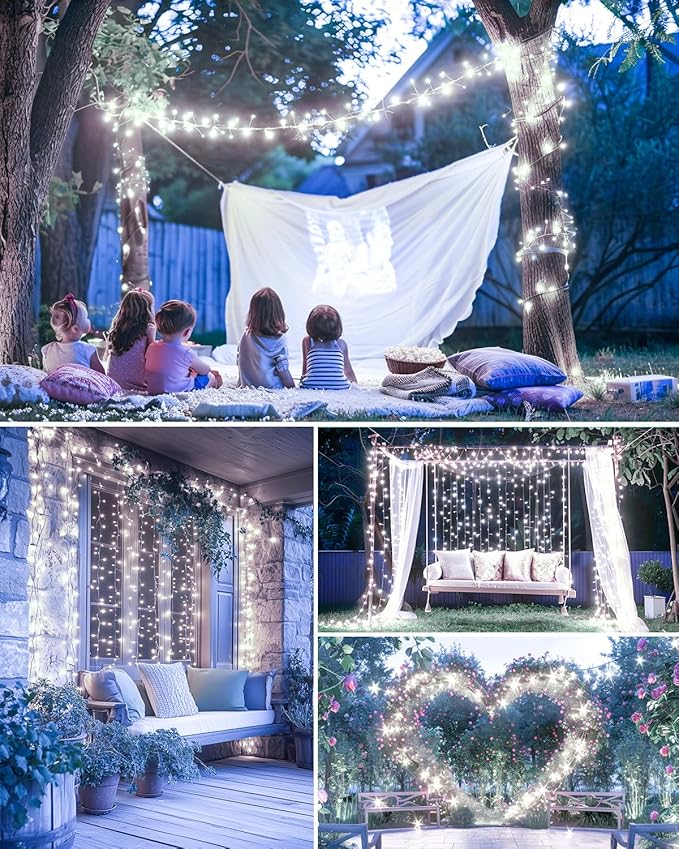 Brightown Solar String Lights for Outside, 19.6Ft 240 LED Solar Fairy Lights for Outdoor Waterproof with 8 Modes for Patio Party Garden Yard Home, Pure White