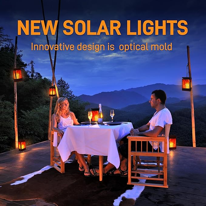 Solar Lanterns Outdoor Waterproof, 3 Modes Changing Flickering Flame Upgraded Solar Lights, Auto On/Off Solar Powered Hanging Lanterns for Patio, Yard, Garden Decor
