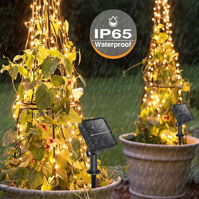 kolpop 10 Packs Solar Fairy Lights Outdoor, 32FT 80LED Solar String Lights Outdoor Waterproof, 8 Modes Copper Wire Solar Twinkle Lights for Garden Christmas Tree Party Wedding Decor(Warm White)