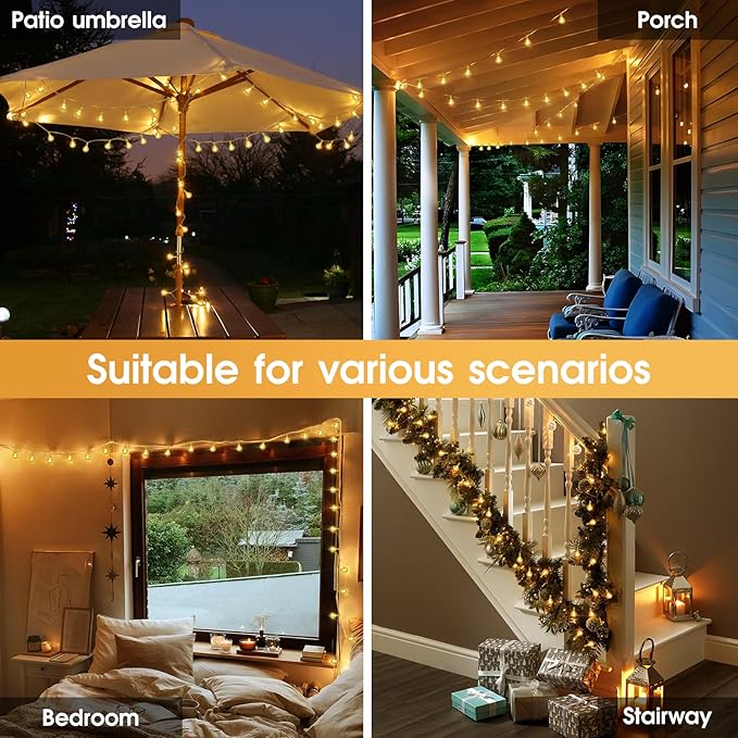 98.4ft 300LED Globe String Lights Outdoor,Crystal Fairy Light IP44 Waterproof Outdoor Hanging Decorative Lights for Home Tent Patio Garden Party Wedding Decor