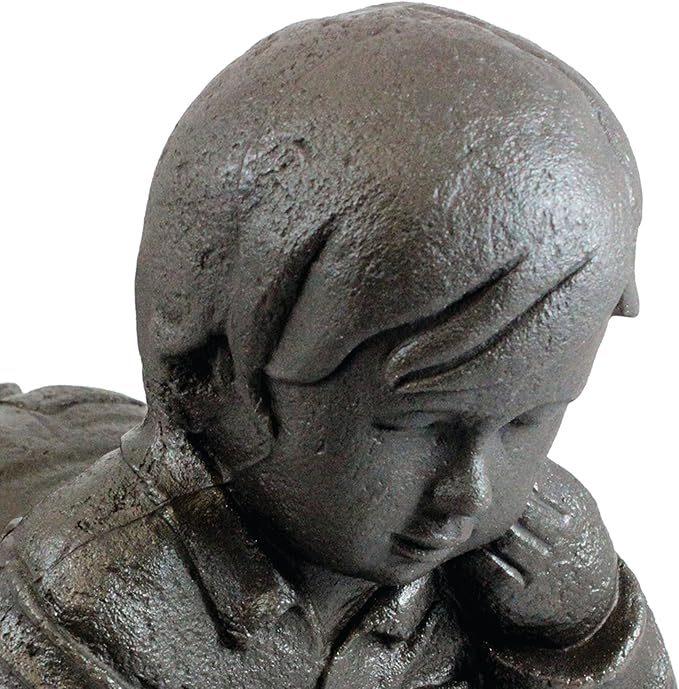 Emsco Group 92246 Day Dreaming Boy Statue – Natural Appearance – Made of Resin – Lightweight – 16” Height Garden, BRONZE