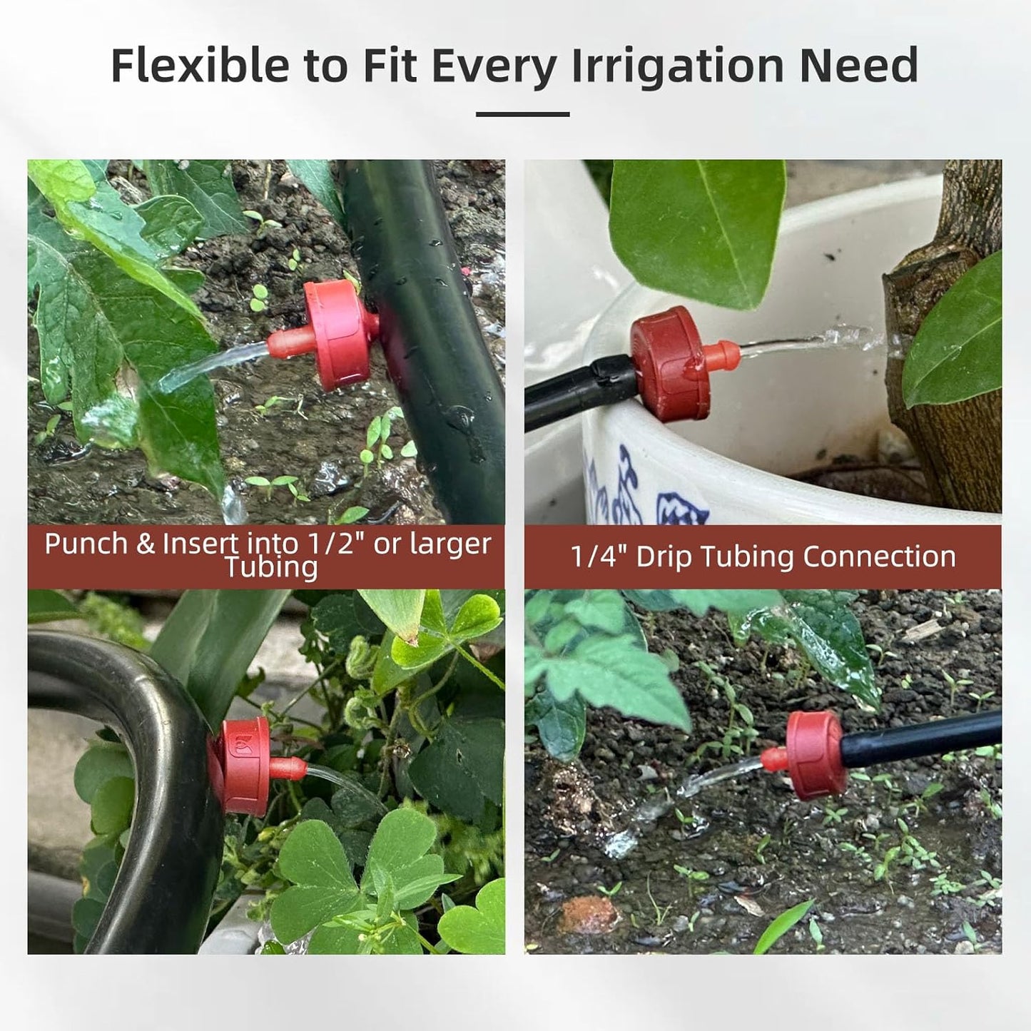 60PCS 4 GPH Pressure Compensating Drip Irrigation Spot Watering Drippers/Emitters, Self-Cleaning Constant Flow Drip Irrigation Emitters Heads Irrigation Drippers Parts for Drip Irrigation System