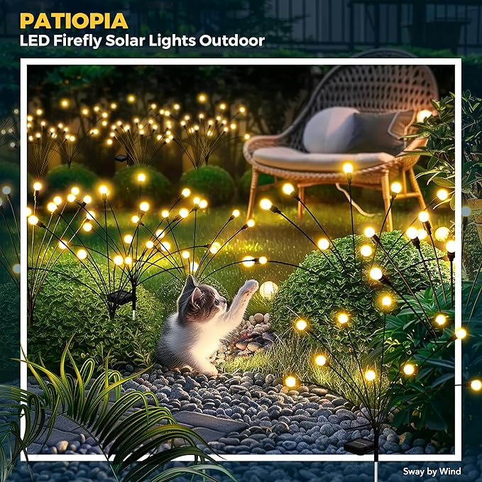 Solar Garden Lights, 40 LED Firefly Garden Lights Solar Outdoor, Solar Lights for Outside Sway by Wind,Solar Lights Outdoor Waterproof for Christmas Yard Patio Pathway Decoration (4 Pack)