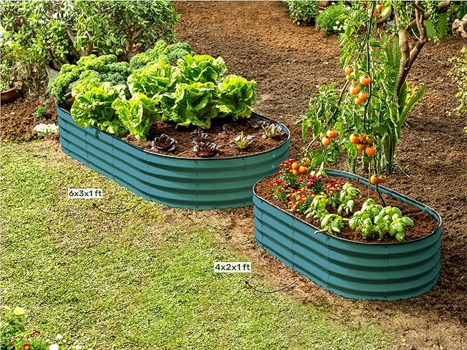 Galvanized Raised Garden Beds Outdoor // 6×3×1 ft (2-Pack) Planter Raised Beds for Gardening, Vegetables, Flowers // Large Metal Garden Box // Patented Tool-Free Design (Turquoise)