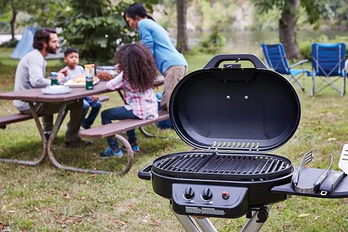 Coleman RoadTrip 225 Portable Propane Grill, 2-Burner Gas Grill with Matchless Ignition & Adjustable Temperature Control, 11,000 BTUs of Power for Grilling, Tailgating, Camping, BBQ, & More